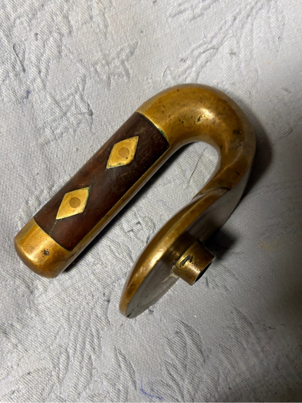 Antique Curling Stone Handle Heavy Brass & Wood Scottish Sporting Equipment